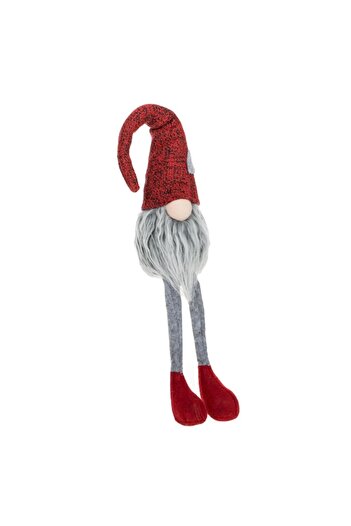 SHOPIENS Christmas Decorative Gnome Figurine, 52 cm, Red and Gray