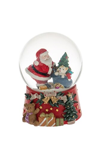 SHOPIENS Musical Christmas Snow Globe, Glass & Plastic, 10x14 cm, Red - MYONNA