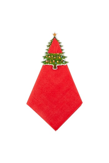 SHOPIENS Christmas Table Napkins, Set of 50, Red, 2-Ply, 33x33 cm, Decorated Tree Cover