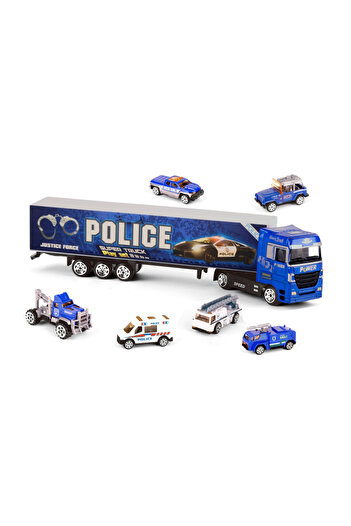 TSUMAB Police Alloy Vehicle Super Truck Play Set – 7 Pieces