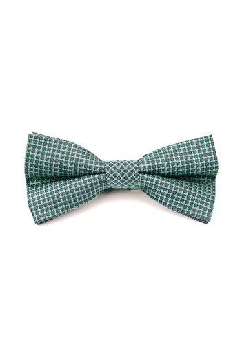 6AM Ceremony Green bow tie with blue geometric pattern – 100% silk