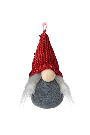 SHOPIENS Christmas Tree Gnome Ornament, Red Hat, Grey Body, 5.5x11 cm