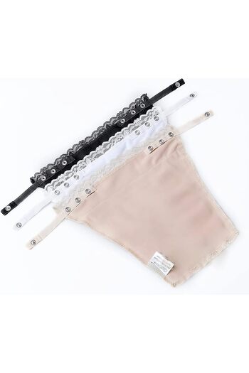 MAKINGTEC 3Pcs Lady Lace Clip-on Mock Camisole Invisible Bra Insert Modesty Panel - Black/White/Flesh, One Siz