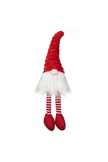 SHOPIENS Christmas Decorative Gnome Figurine, Red Velvet Hat, Long Beard, Dangling Legs, 41 cm