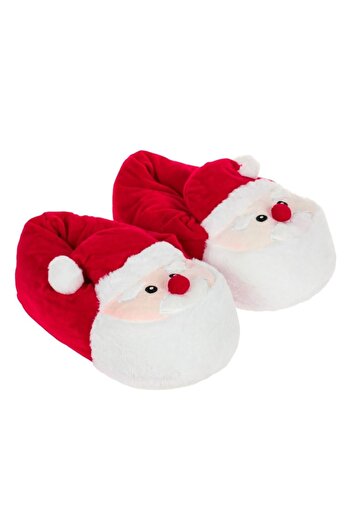 SHOPIENS Christmas Home Slippers, 3D Santa Claus Design, Red & White, Polyester - MYONNA