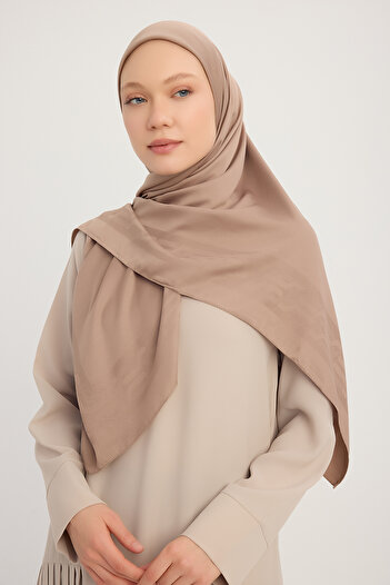 Wafa A1121 Matte Satin Jacquard Scarf 110X110Cm - Mink