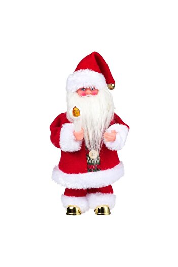 SHOPIENS Interactive Santa Claus Figurine, Sound & Motion, Lighted Candle, 25 cm