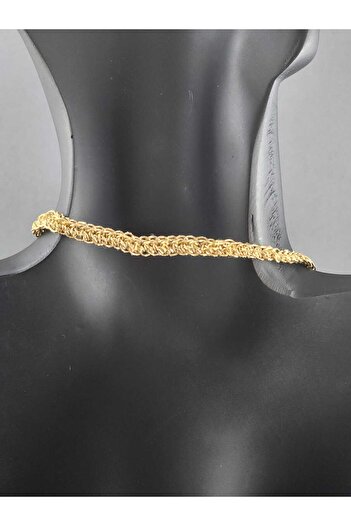 birtarz Special Design Turquoise Stone Gold Knitted Necklace