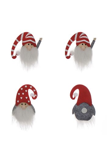 SHOPIENS Christmas Decorative Stickers Set, Gnome, Red and Gray Hats, 4.5x7.5cm, 4 Pieces