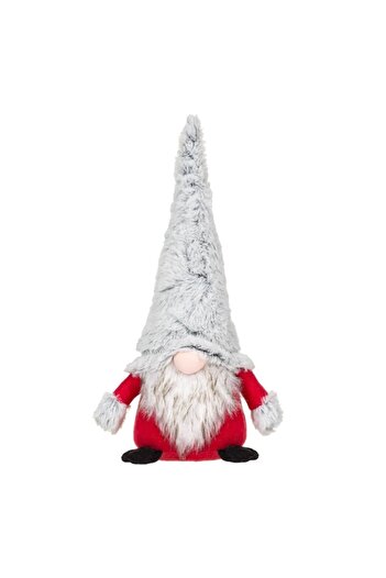 SHOPIENS Christmas Gnome Figurine, 30 cm, Grey Hat, Red Coat, Polyester