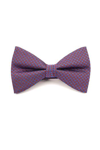 6AM Ceremony Burgundy bow tie with blue geometric print
