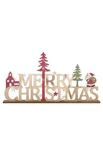 offlimits Wood decoration with firs and Santa Claus "Merry Christmas", DecorCasa, 24 cm