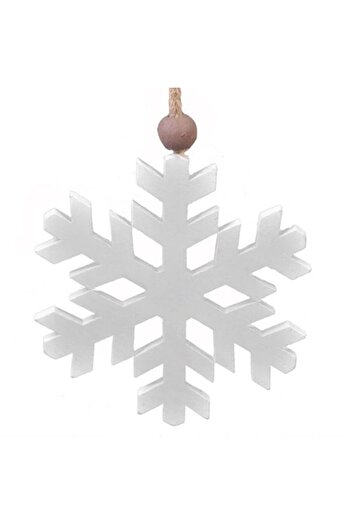 ANTBRO Wooden Christmas Tree Ornament, White Snowflake, 10cm
