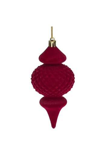 ANTBRO Christmas Tree Ornament - Velvet Quilted Onion Bauble, Burgundy with Tip and Droplet, 13 cm