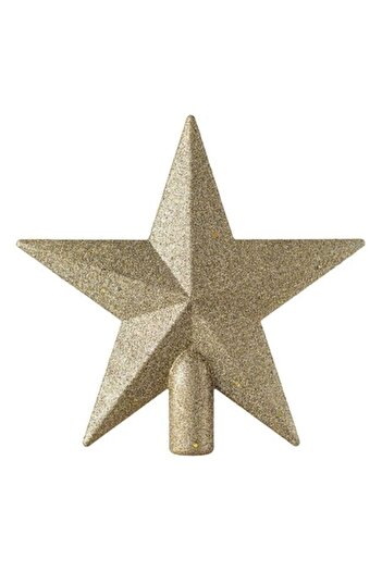 ANTBRO Christmas tree topper star beige champagne with sequins and glitter, 19cm
