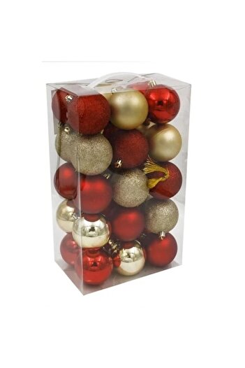 ANTBRO Set 30 Christmas baubles Antbro® red and gold, glossy, matte and with glitter, 7cm