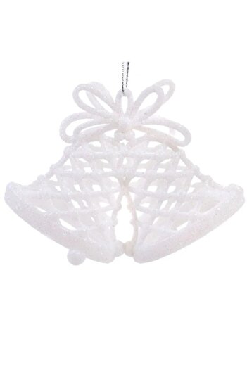 ANTBRO Set 3 Christmas tree ornaments Antbro® white bell with glitter, 11cm