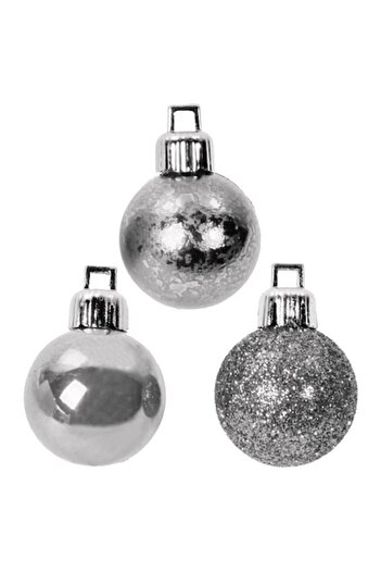 ANTBRO ® Set of 12 Christmas Baubles, Silver Matte, Shiny & Glitter, 7 cm