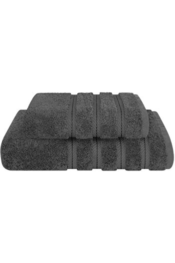 DAVEZA Set of 2 Premium Daveza Towels, 600 GSM, 100% Turkish Cotton, Dark Grey Color
