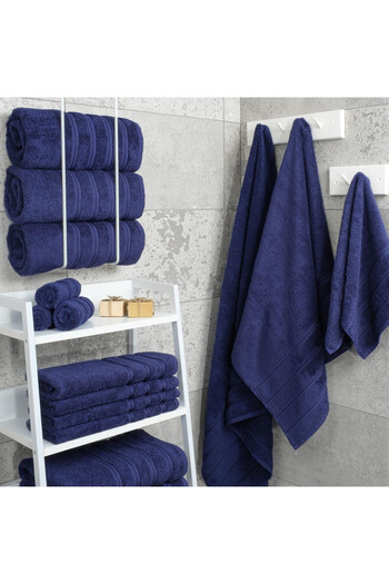 DAVEZA Set of 2 Premium Daveza Towels, 600 GSM, 100% Turkish Cotton, Navy Blue Color