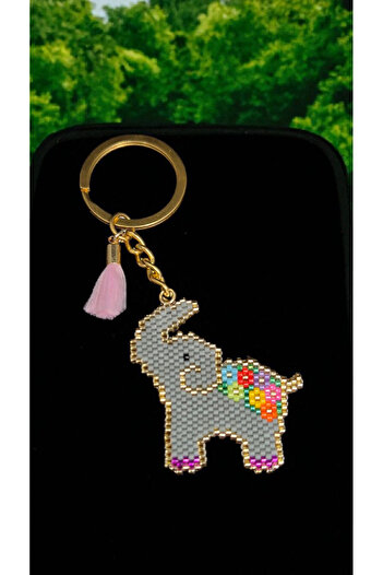 SEARD Miyuki Beads Handmade Grey Elephant Keychain/Bag Ornament