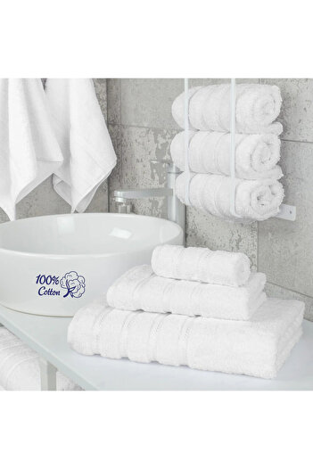 DAVEZA Set of 2 Premium Daveza Towels, 600 GSM, 100% Turkish Cotton, White Color