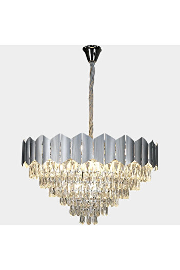 HAMER Luxury Crystal Chandelier, Modern Silver Chandelier, 80cm