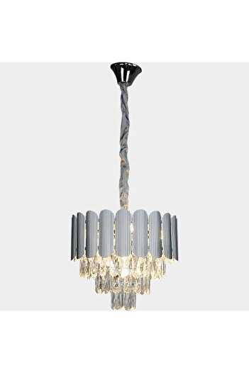 HAMER Luxury Crystal Chandelier, Modern Silver Chandelier, 40cm