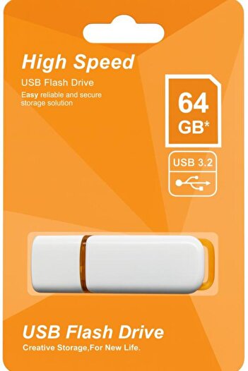 ELBA 64Gb Plastic White-Orange 3.2 USB Flash Memory