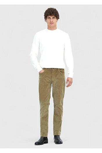 Ramsey Ecru Crew Neck Plain Knit Sweater