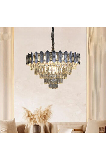 HAMER Luxury Crystal Chandelier, Modern Silver Chandelier, 80cm, Elegant Design