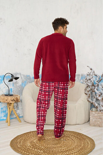 embody Men's cocolino pyjamas with pockets, warm and fluffy, break the rules, burgundy 9623