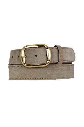 GoDeri 100% Genuine Leather, Gold Buckle 4 cm Suede Light Milk Brown Women's Belt; Jeans, Sports Belt=Sü.44.Açk.St.