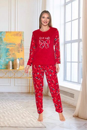 embody Lady's cocolino pyjamas, Christmas gift print, red 311