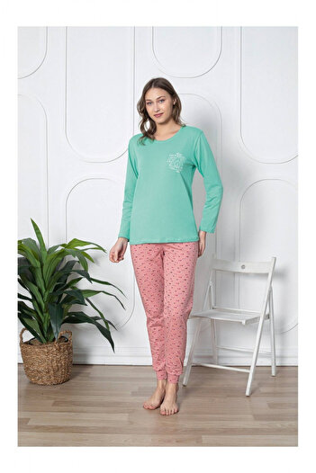 embody Women's pyjamas, fine quality cotton, pink/tan 310