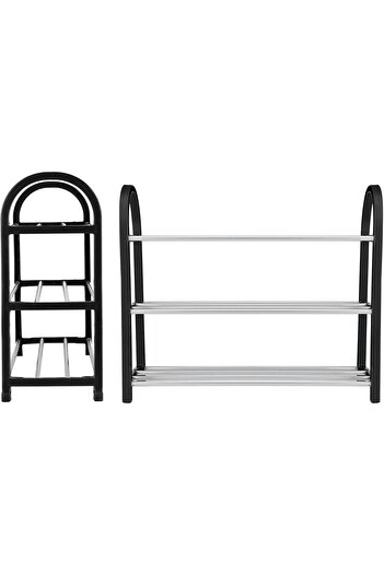 Twinkle Mart Standing Shoe Rack, Plastic & Aluminum, 3-Layer (50 x 19 x 42 cm)