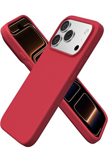 Joyshell Case for iPhone 17 Pro Max, Velvety Silicone with Microfiber Interior, Red