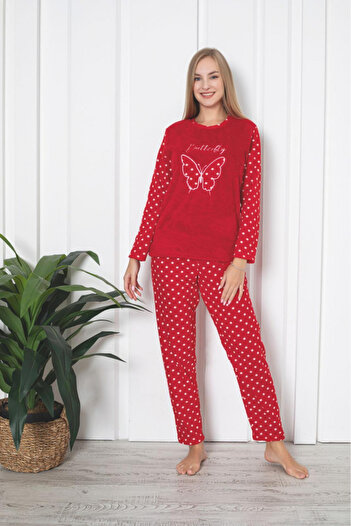 embody Lady's cocolino pyjamas, Butterfly print, red