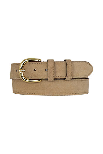GoDeri 100% Genuine Leather, Gold Buckle 4 cm Light Yellow Suede Women's Belt; Jeans, Sports Belt=Suede.26.Yellow