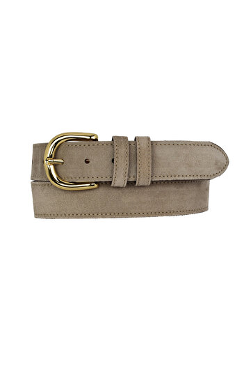 GoDeri 100% Genuine Leather, Gold Buckle 4 cm Suede Light Milk Brown Women's Belt; Jeans, Sports Belt=26.Açkst.Kave
