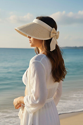 Marina Straw Visor Hat Light Beige 14624
