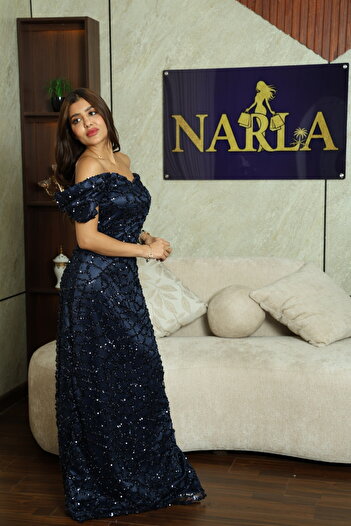 Narla Navy blue evening dress