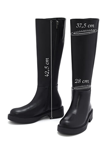 Derimod Women's Black Zippered Leather Boots 25Wfd510518
