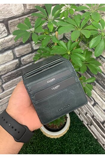 GUARD Antique Black Snap Closure Bi-Fold Design Genuine Leather Credit Card Holder - Grd251018Wt1439