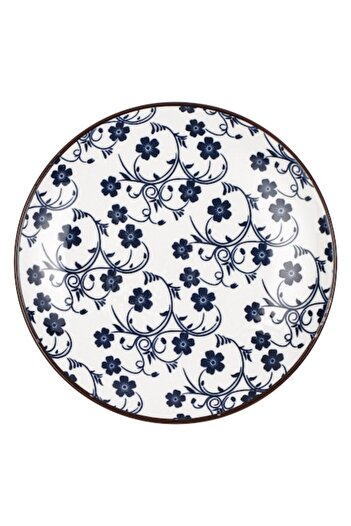 SHOPIENS Farfurie de desert, model floral, porțelan, albastră, 15 cm - MYONNA