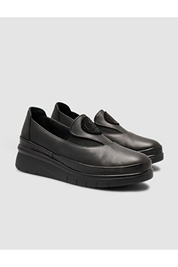 Cabani 100% Genuine Leather Stoned Black Women's Comfort Shoes