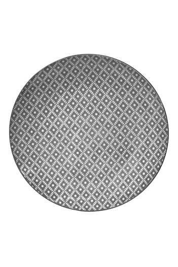 SHOPIENS Porcelain plate, white with grey pattern, 26.5 cm - MYONNA