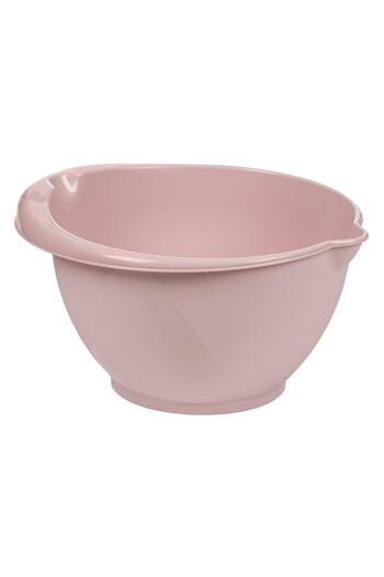 SHOPIENS Mixing Bowl 3L, Plastic, Powder Pink, Internal Graduation, Handle and Spout