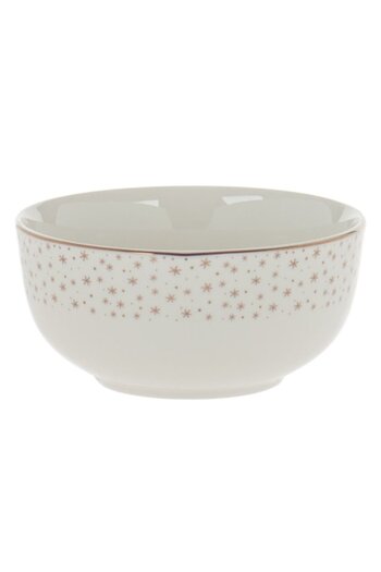 SHOPIENS Porcelain Bowl, White, Gold Star Pattern, 0.5L, 13.5x6.5cm