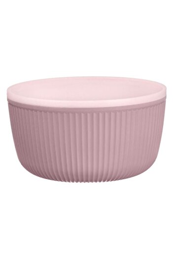SHOPIENS Plastic Bowl, Ribbed Stripe Pattern, Nude Pink, Capacity 0.3L, 11.5x6.5cm, MYONNA IT & E-COMMERCE
